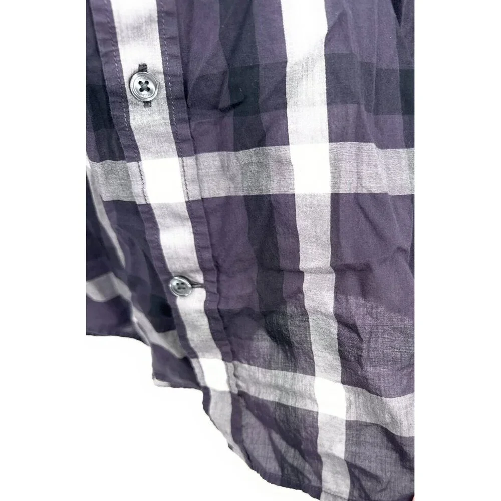 Vince Mens Large Plaid Shirt Purple Long Sleeve‎ Lightweight Sheer